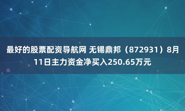 最好的股票配资导航网 无锡鼎邦（872931）8月11日主力资金净买入250.65万元