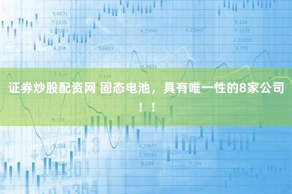 证券炒股配资网 固态电池，具有唯一性的8家公司！！