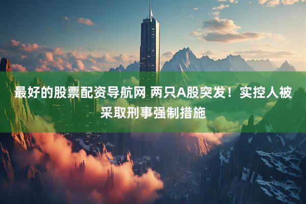 最好的股票配资导航网 两只A股突发！实控人被采取刑事强制措施