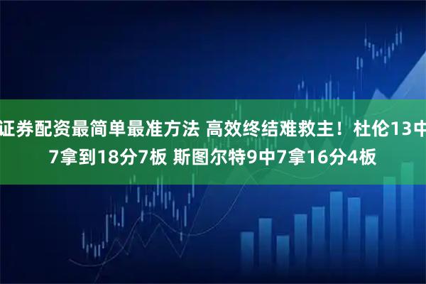 证券配资最简单最准方法 高效终结难救主！杜伦13中7拿到18分7板 斯图尔特9中7拿16分4板